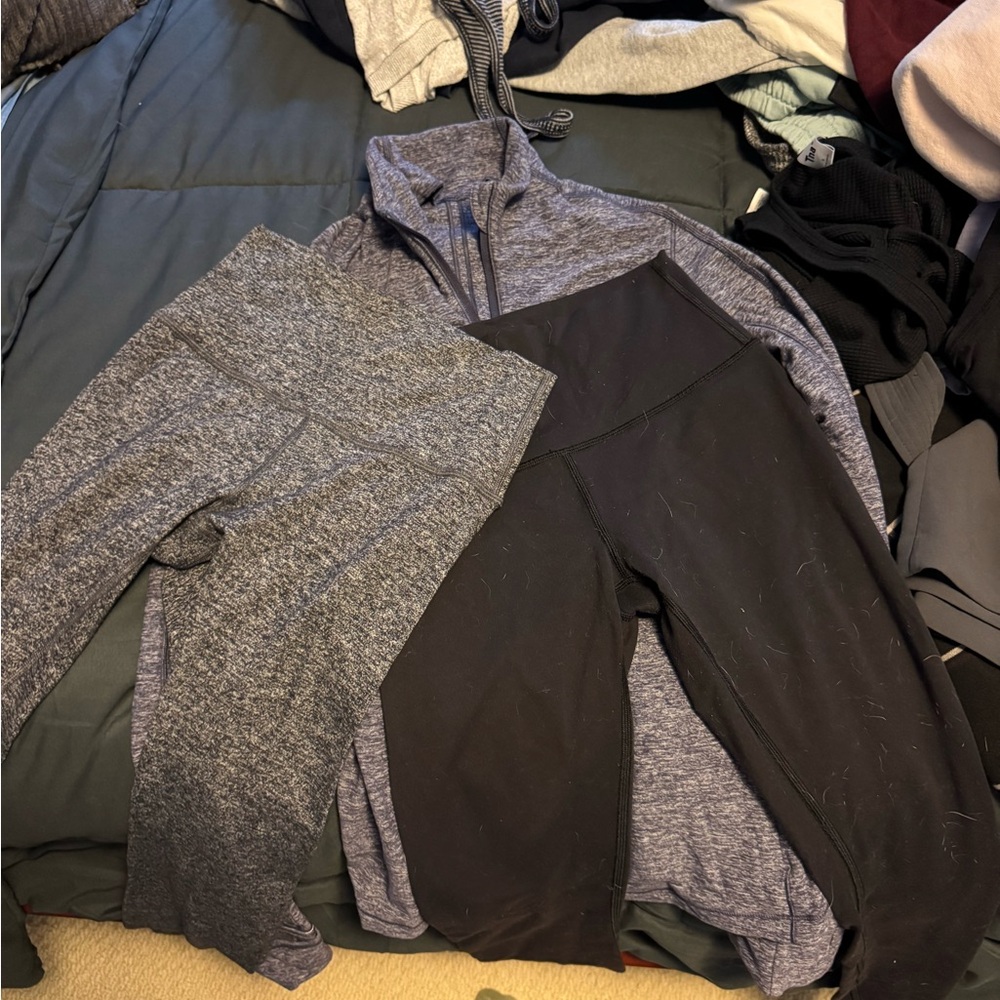 BUNDLED for you LULU Gray and Black and Purle Activewear Set